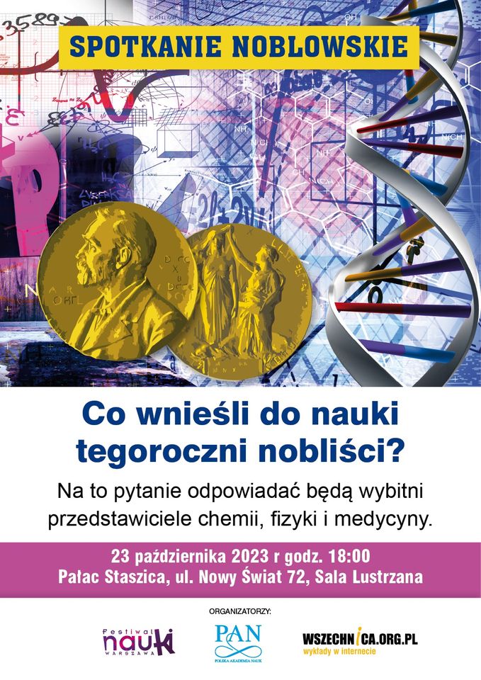 Spotkanie Noblowskie Festiwalu Nauki w Warszawie 2023 @ Pałac Staszica w Warszawie