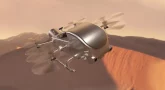 Ilustracja przelatującego pojazdu w atmosferze Tytana