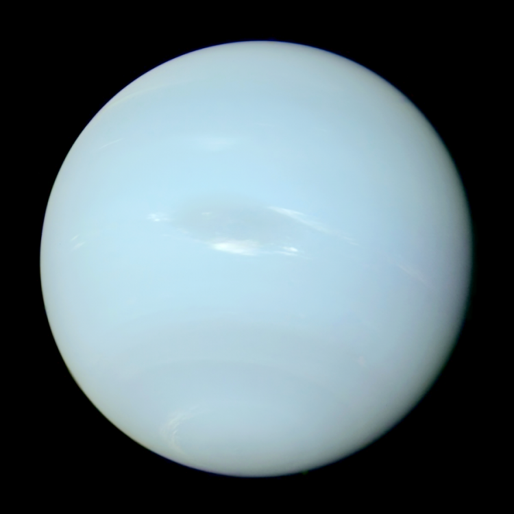 Jasnoniebieski Neptun na czarnym tle