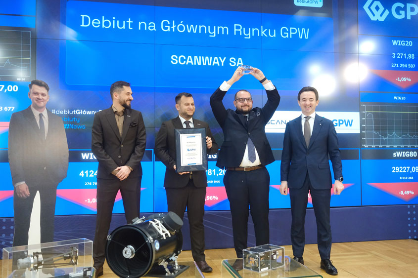 Delegacja firmy Scanway podczas debiutu na GPW