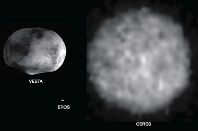 Planetoidy Westa, Ceres i Eros