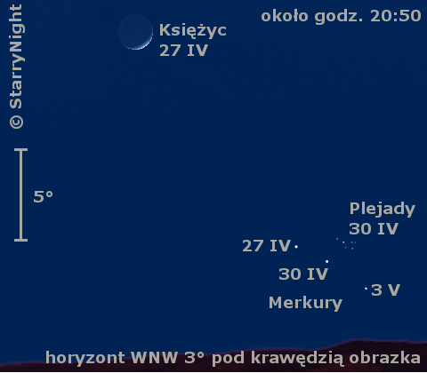 Położenie Merkurego na przełomie kwietnia i maja 2009