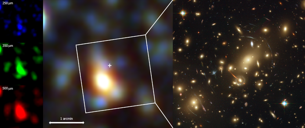 Abell 2218 - zdjęcia Herschela i Hubble'a