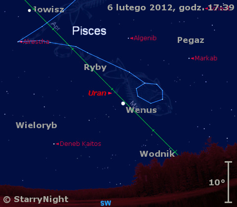 Animacja położenia Wenus i Jowisza w drugim tygodniu lutego 2012