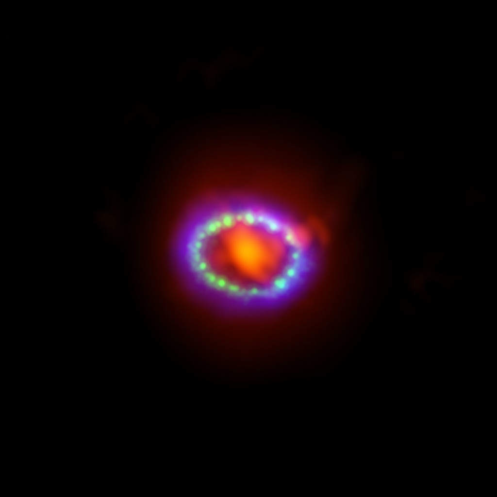Pozostałość po supernowej 1987A w różnych zakresach widma