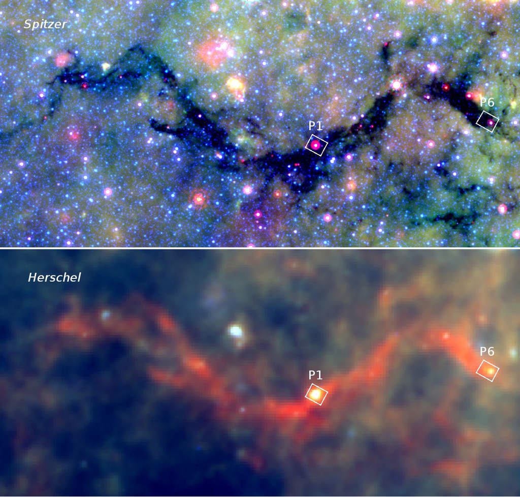 Mgławica Węża – zdjęcia z teleskopów Spitzera i Herschela