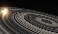 System pierścieni wokół planety pozasłonecznej - wizja artystyczna