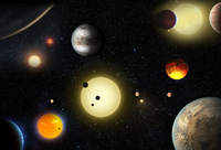 Wizja artystyczna egzoplanet odkrytych przez Keplera